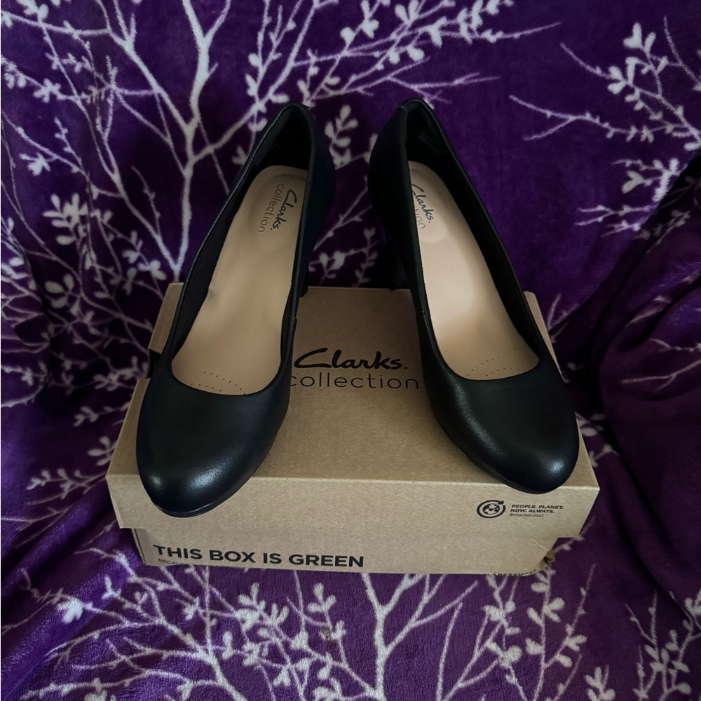 Clarks Black Leather Heels